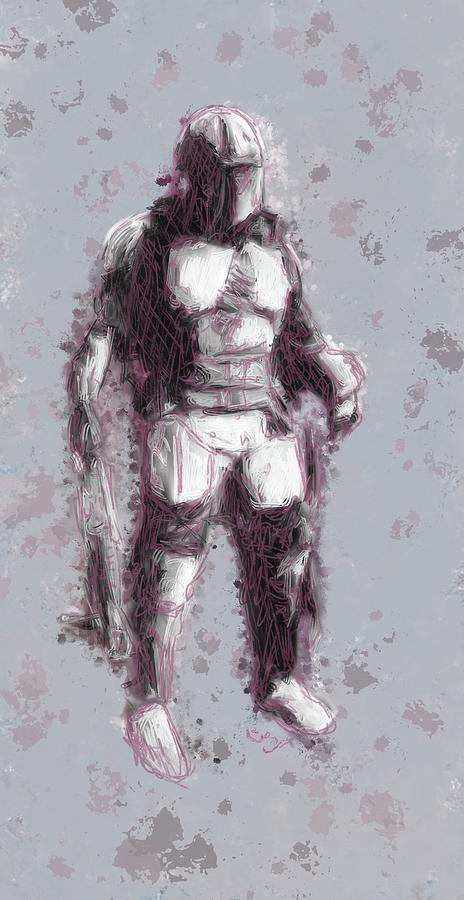 Soldier of sketch is a warrior that is tough on the exterior but warm and gentle sweet on the outsid Painting by MendyZ