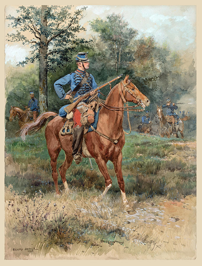 Soldier on Horseback Drawing by Edouard Detaille