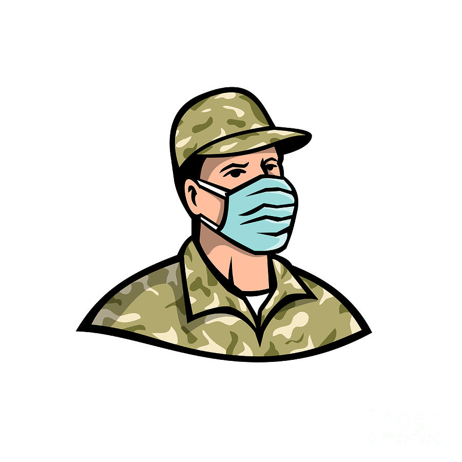 Soldier Wearing Mask Mascot Digital Art