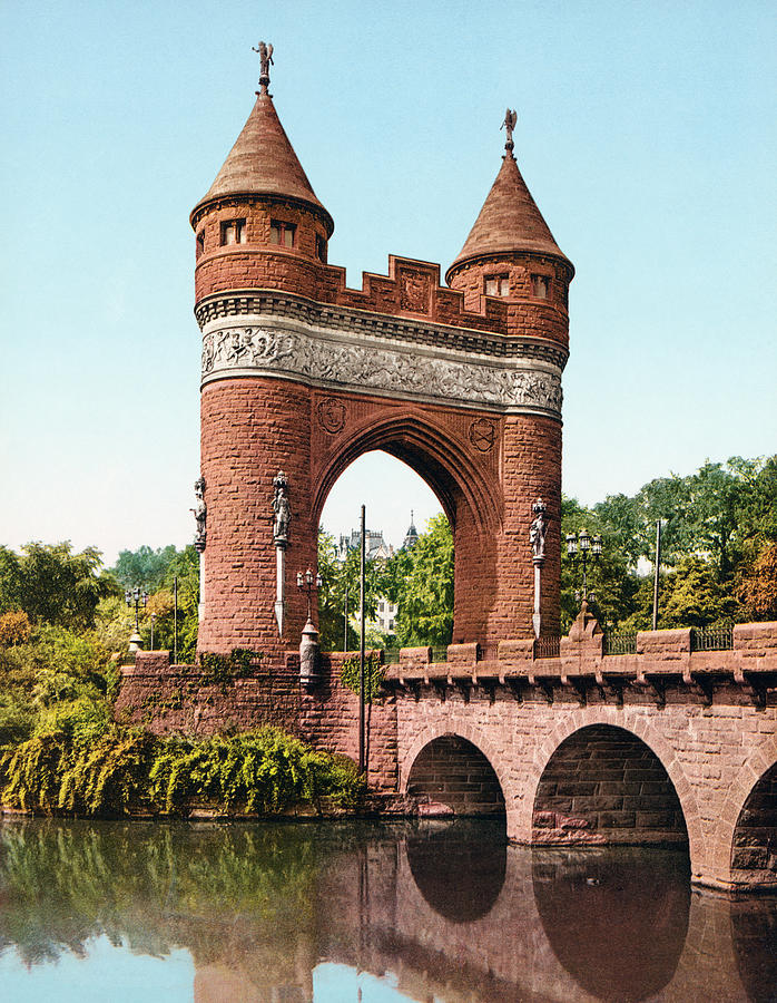 Soldiers and Sailors Memorial Arch - Hartford - Circa 1905 Photochrom Photograph by War Is Hell Store