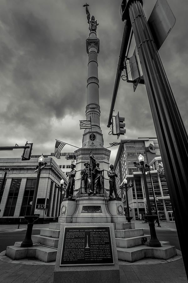 Soldiers and Sailors Monument Up Close BW Photograph by Jason Fink