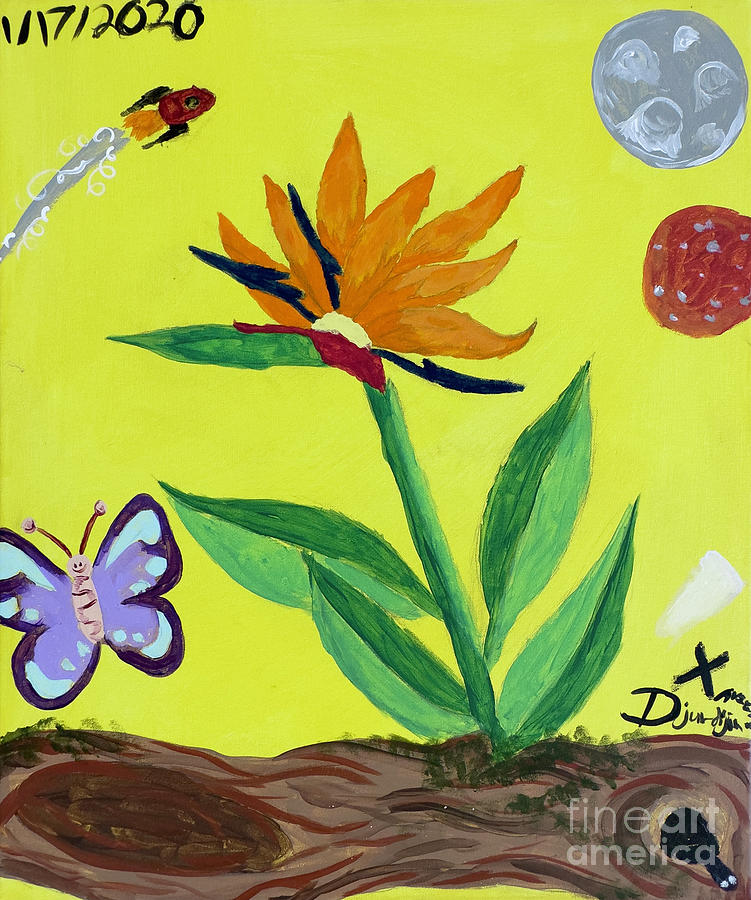 Solitary Bloom - Hope Amidst Isolation Painting by Viktoria Jovanovic