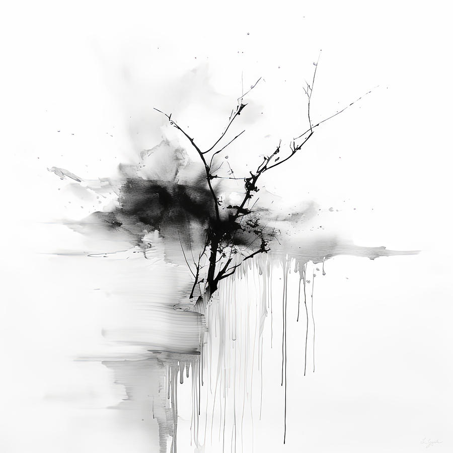 Wabi Sabi Painting - Solitary Grace -  Weathered Branches Art by Lourry Legarde