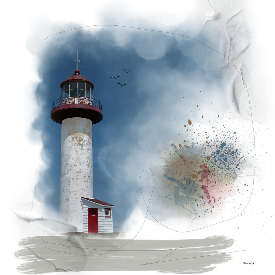 Solitary Lighthouse Digital Art by Moira Law
