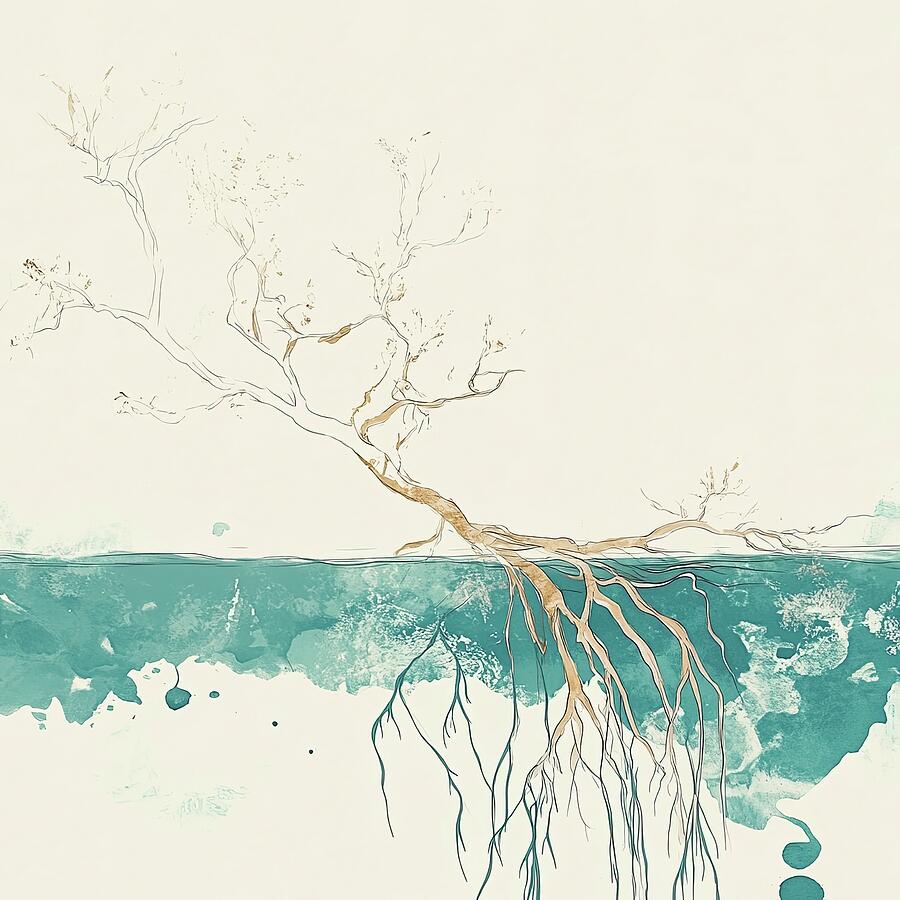 Solitary Mangrove Tree Painting by Lourry Legarde Solitary Mangrove Tree Painting by Lourry Legarde
