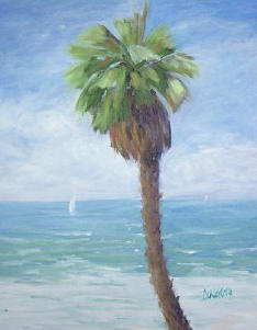 Solitary Palm Painting by Sue Dinenno