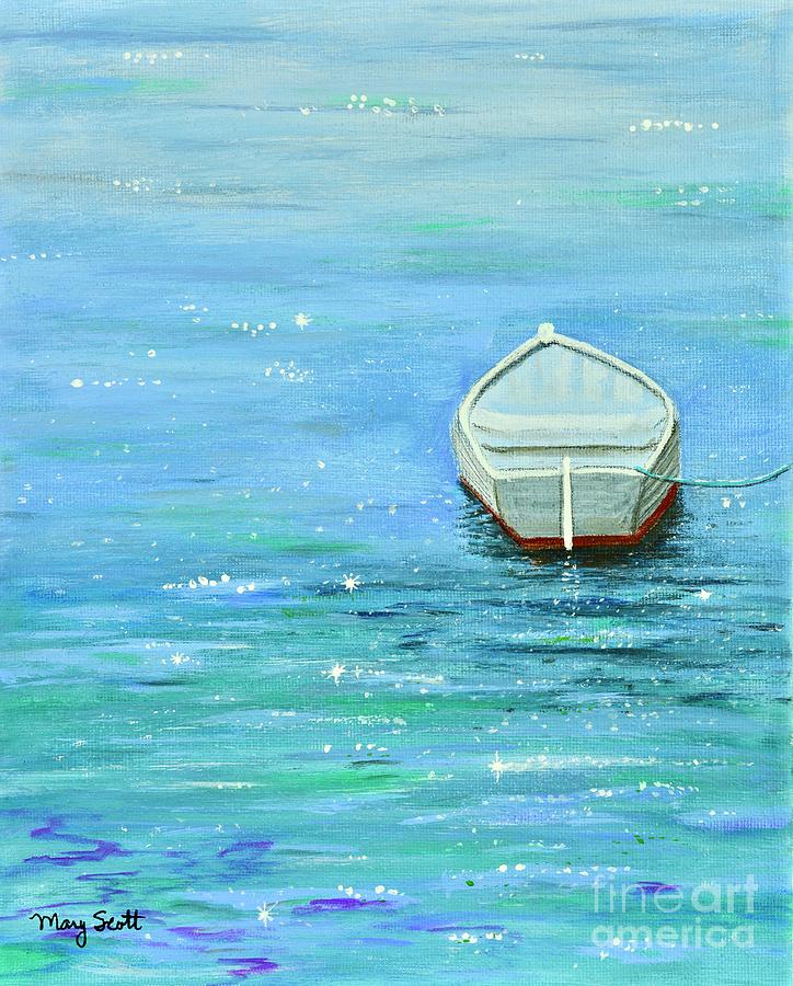 Solitary Rowboat Painting by Mary Scott