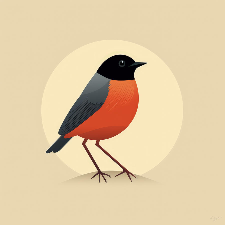 Robin Painting - Solitary Songbird by Lourry Legarde