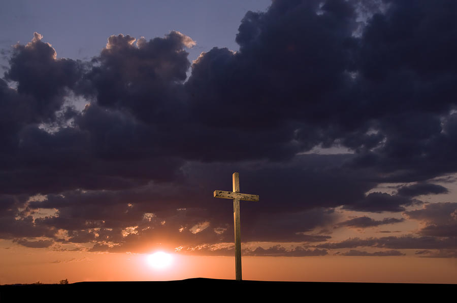 Solitary Weathered Cross at Sunset Photograph by Wwing