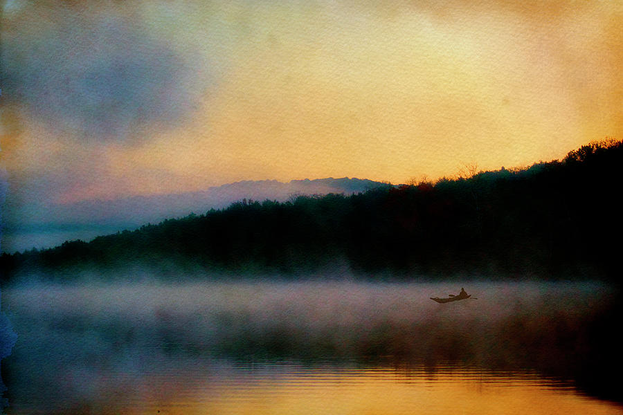 Solitude Dawn Reflections In The Ozarks of Arkansas Mixed Media by Ann Powell