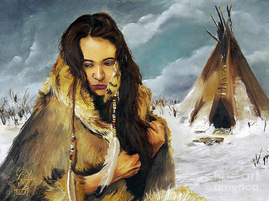Native American Portraits Painting - Solitude by J W Baker Native American Portraits Painting - Solitude by J W Baker