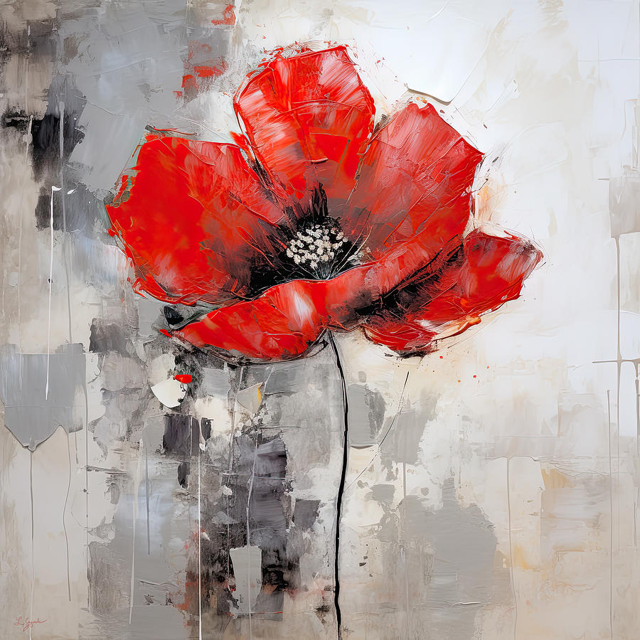 Solitude of the Red Poppy Painting by Lourry Legarde