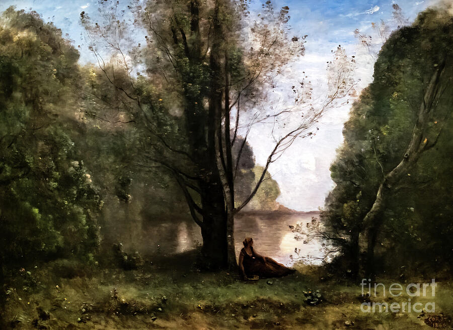 Solitude, Recollection of Vigen, Limousin by Camille Corot 1866 Painting by Camille Corot