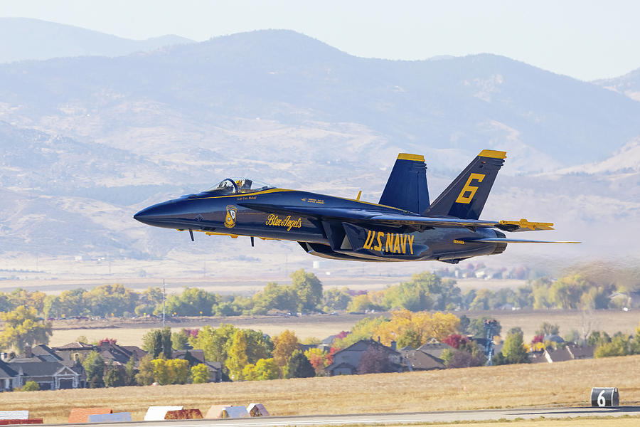 Solo Blue Angel Flies by Fast and Low Photograph by Tony Hake