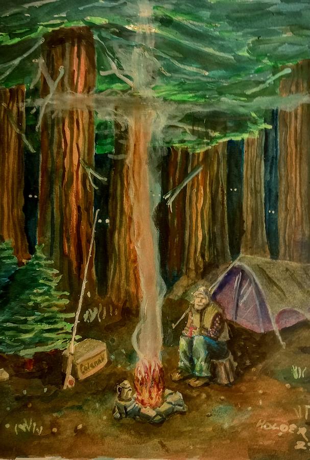 Solo Camping Painting by Steven Holder