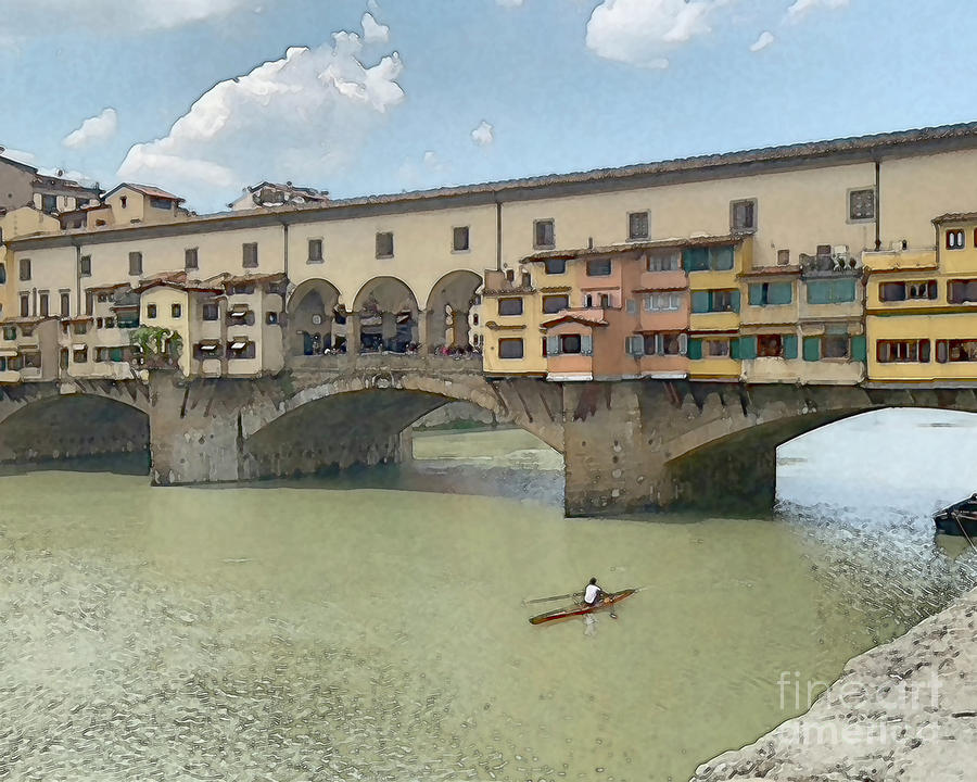 Solo Kayak On The Arno River Digital Art by Kirt Tisdale