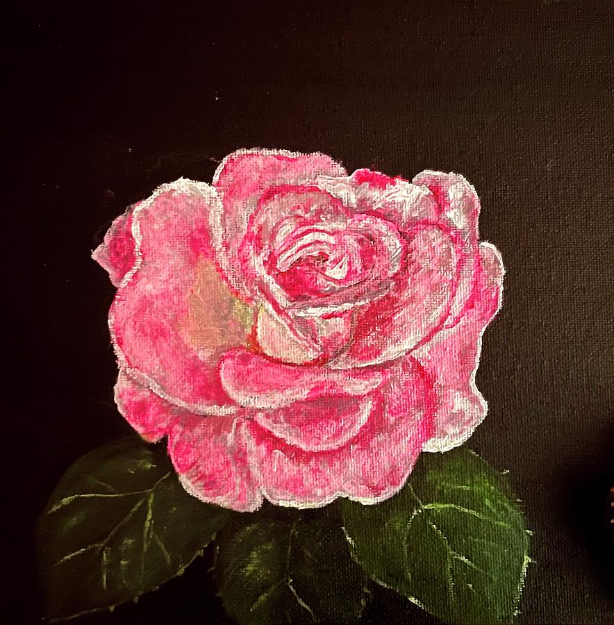 Solo Pink Rose Painting Painting By Beryl Jasper - Fine Art America