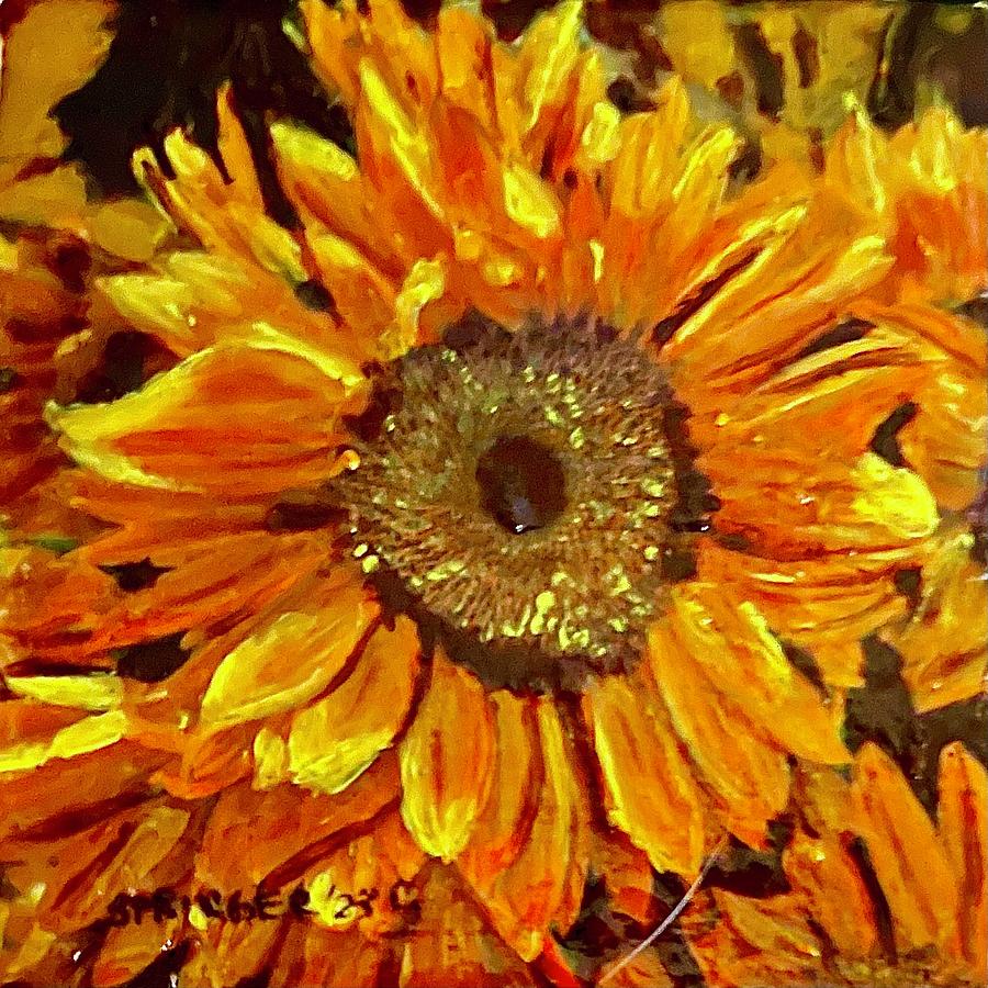 Solo Sunflower Painting by Gary Springer