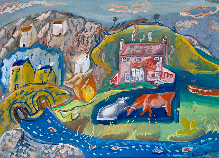 Solva - A Fishing Village in Pembrokeshire Painting by Frances Hodgkins