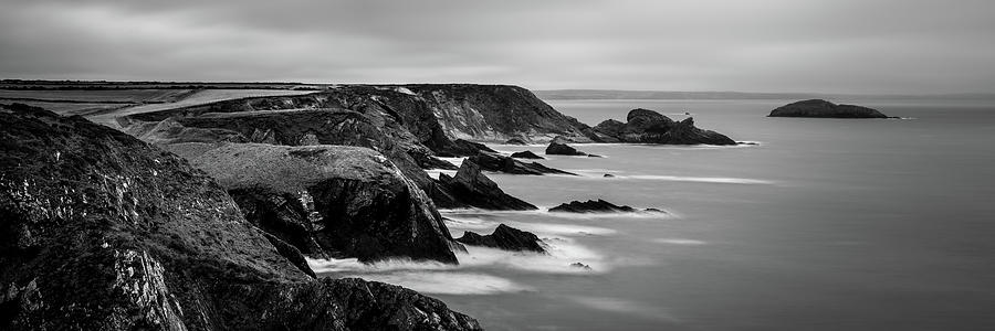 Solva Cliffs black and white Pembrokeshire Coast Wales Photograph by Sonny Ryse