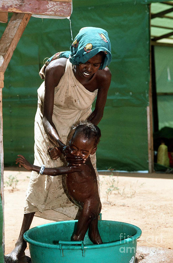 Somalia - Bathing, 1993 Photograph by Granger