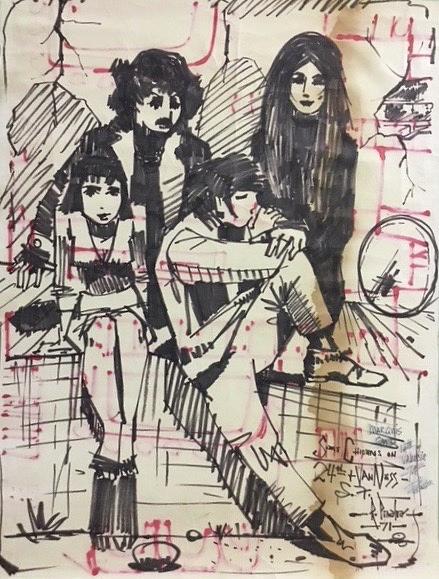 Some Chicanos on 24th and Van Ness San Francisco Drawing by Ricardo Penalver deceased