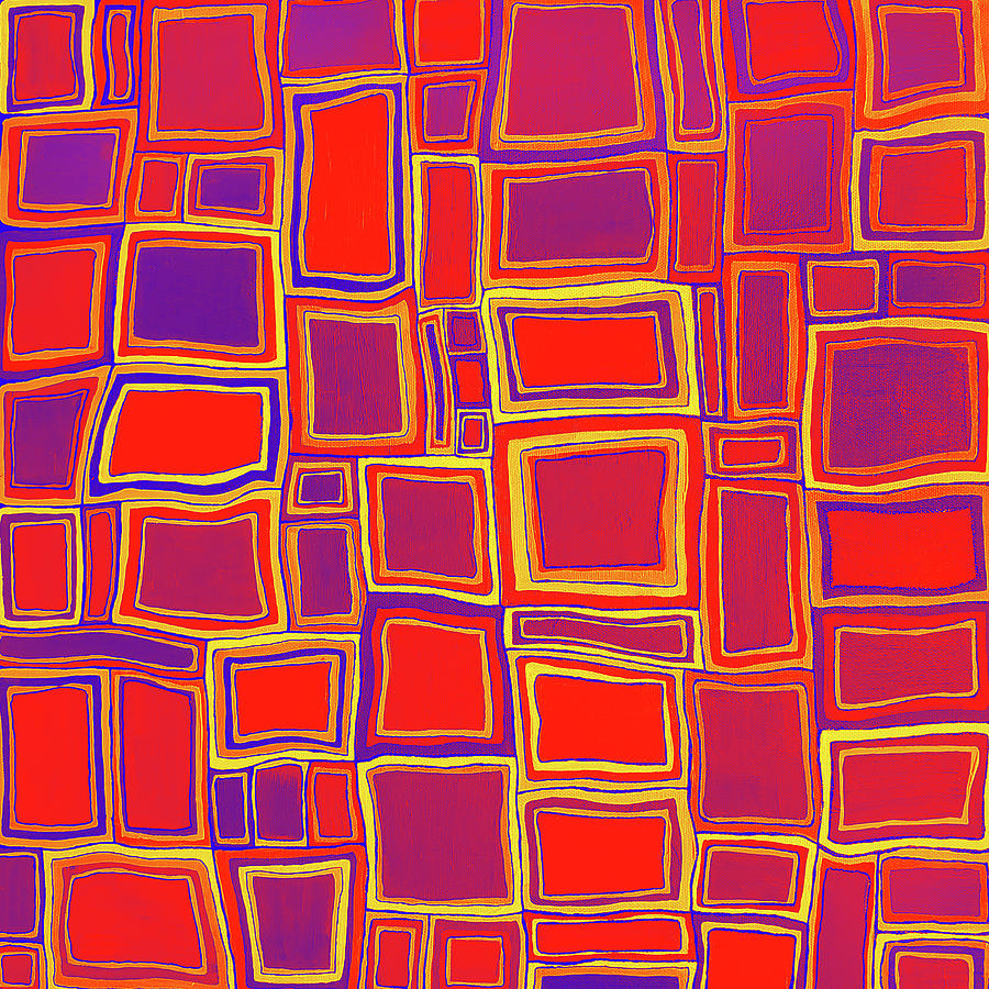 SOME LIKE IT HOT Abstract Squares in Red Digital Art by Lynnie Lang