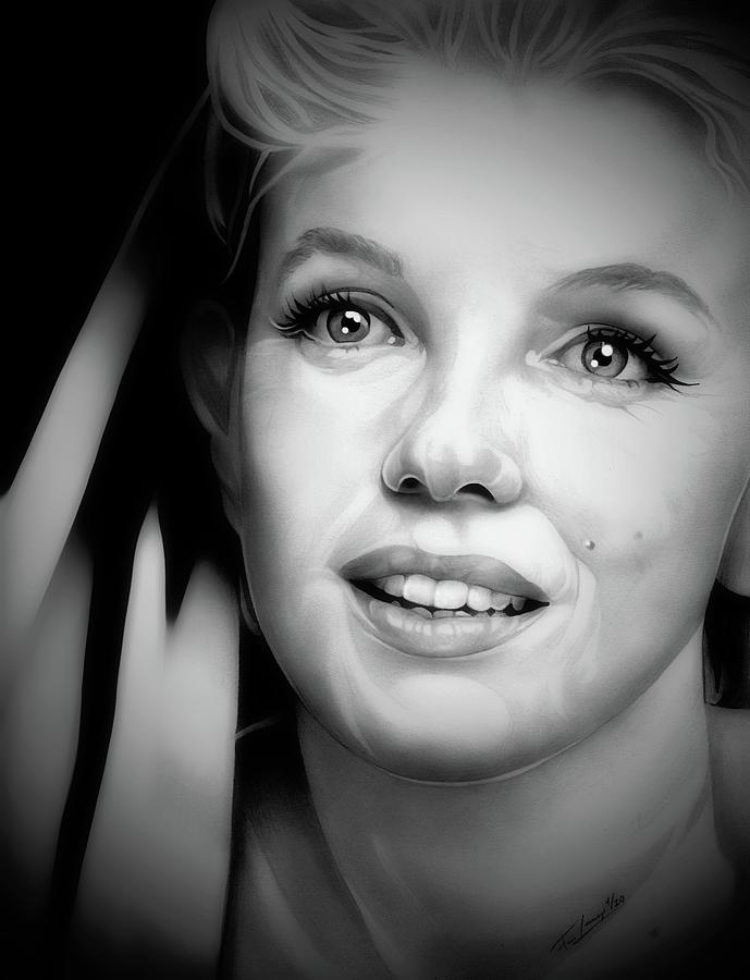 Some Like it Hot - Marilyn Monroe - Black and White Edition Drawing by Fred Larucci