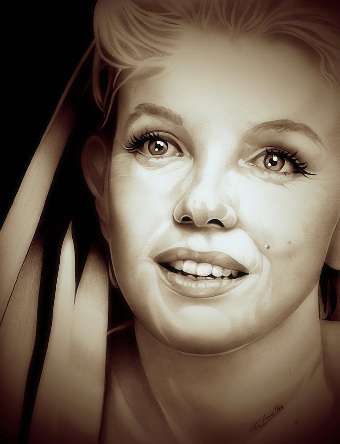 Some Like it Hot - Marilyn Monroe - Sepia Edition Drawing by Fred Larucci