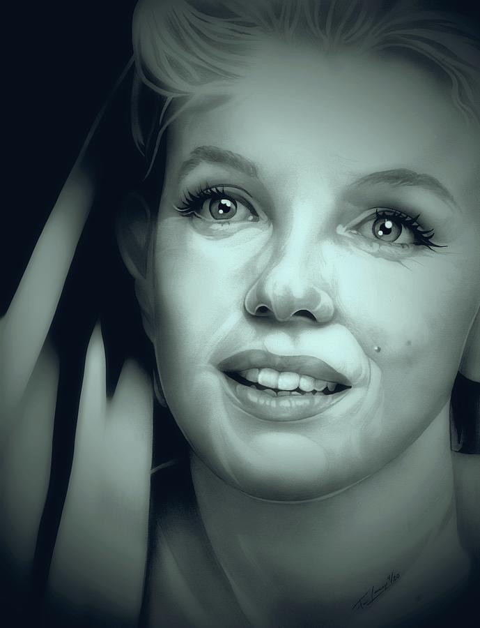 Some Like it Hot - Marilyn Monroe - Subway Blue Edition Drawing by Fred Larucci