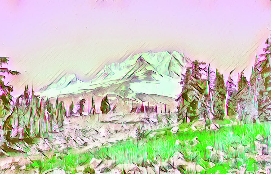 Some Mountain 2 Digital Art by Cathy Anderson