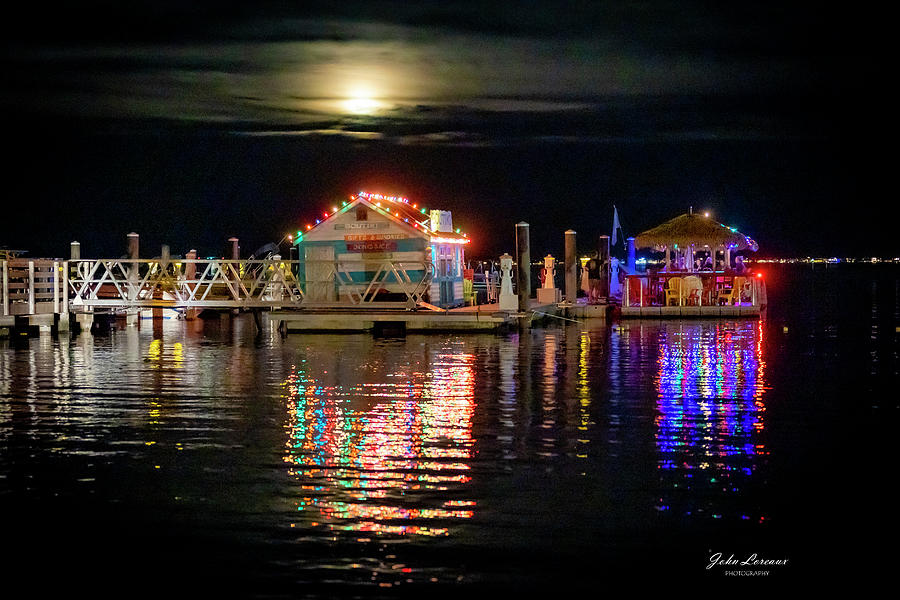 Somers Point Marina Moonrise Photograph by John Loreaux