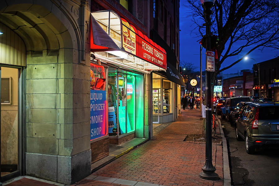 Somerville Massachusetts Davis Square Robbins Tobacco Elm Street Photograph by Toby McGuire