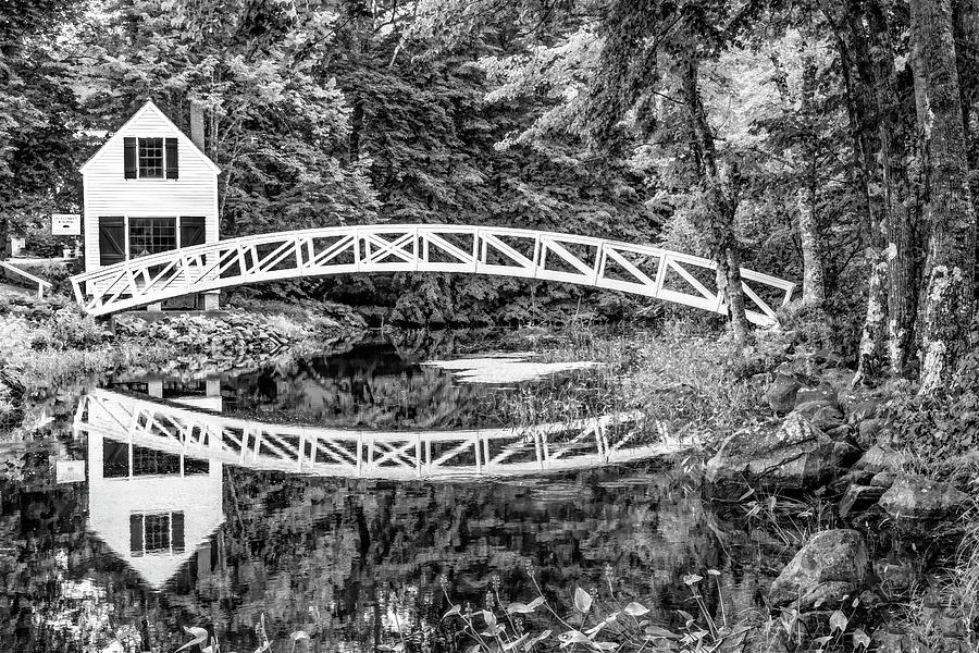 Black And White Photograph - Somesville Bridge, Mount Desert, Maine In Black And White by Kay Brewer