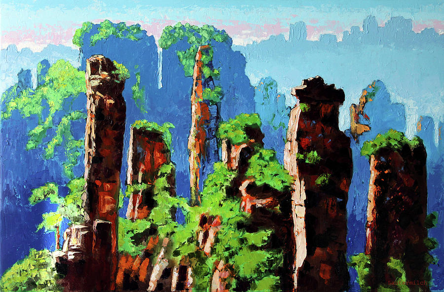 Somewhere in Chinas Mountains Painting by John Lautermilch