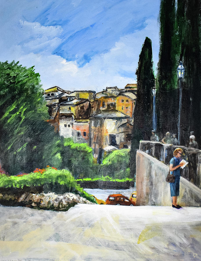 Somewhere in Rome, Italy Painting by Morri Sims