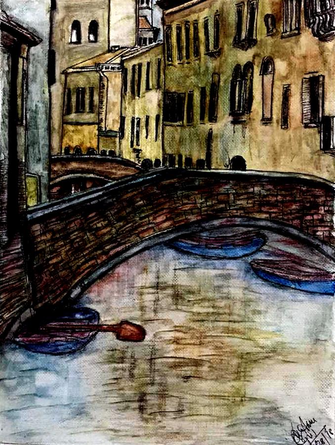 Somewhere in Venice, Italy Painting by Lakshmi Rajagopal Somewhere in Venice, Italy Painting by Lakshmi Rajagopal
