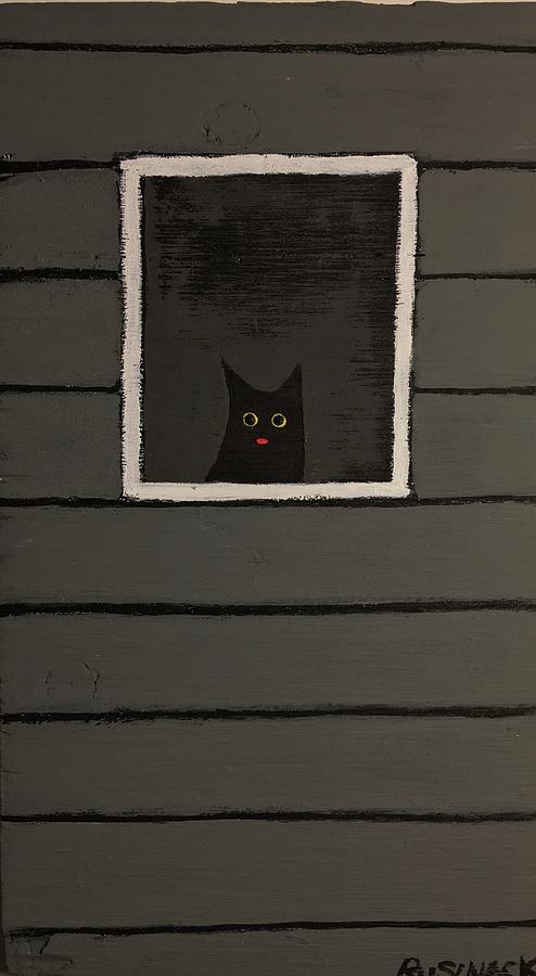 Cat Painting - Somewhere Out There by Sherry Rusinack