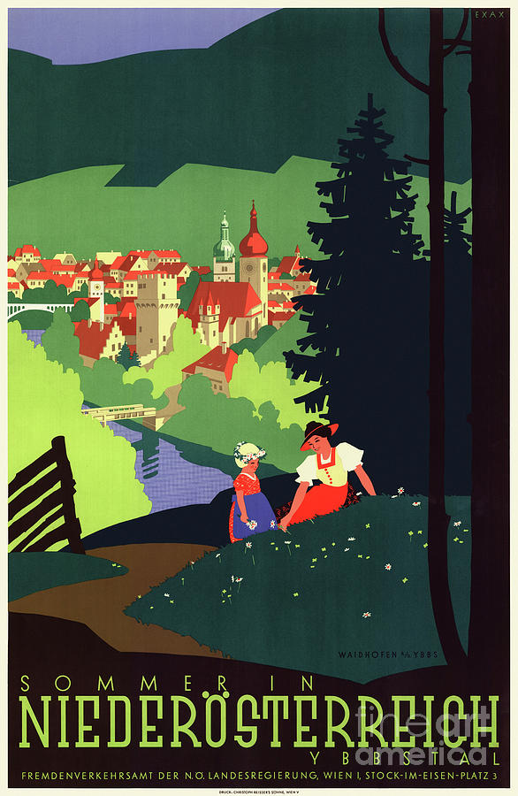 Sommer in Niederoesterreich Austria Vintage Poster 1930s Drawing by ...