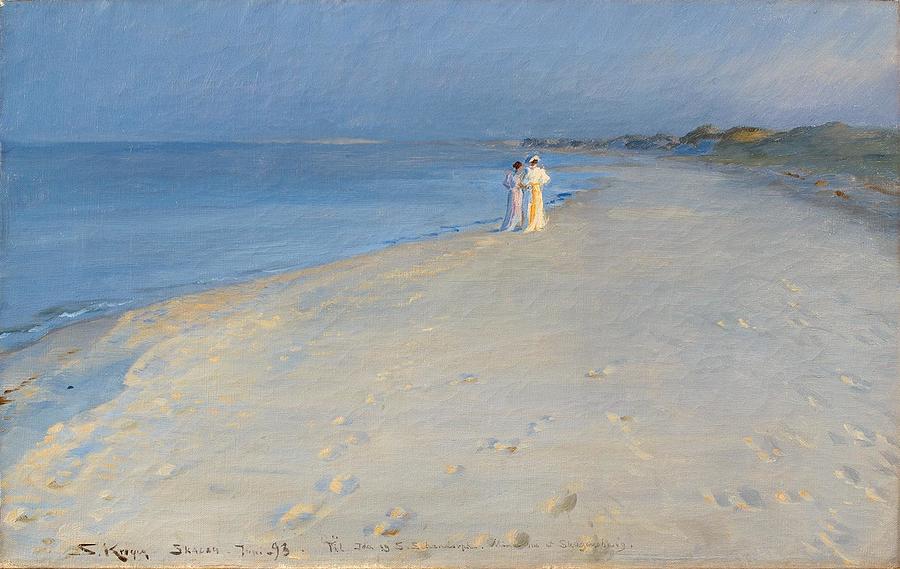 Sommeraften Pa Skagens Sonderstrand Anna Ancher Og Marie Summer Evening At The South Beach 