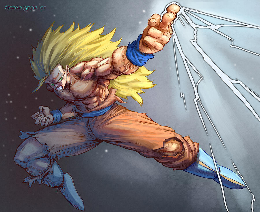 Son Goku SSJ3 Digital Art by Darko Babovic