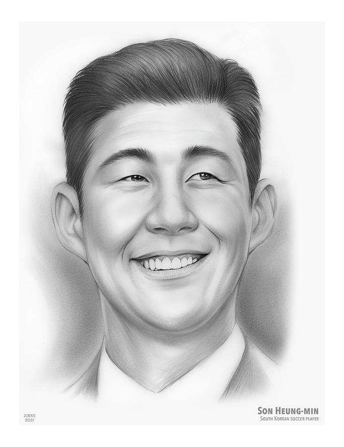 Son Heung-min - pencil Drawing by Greg Joens