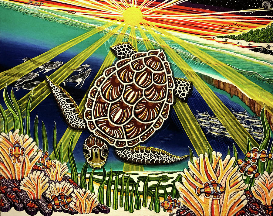 Ocean Painting - Son Rise - Lessons from a Sea Turtle named Mama by Far I Shields Ocean Painting - Son Rise - Lessons from a Sea Turtle named Mama by Far I Shields
