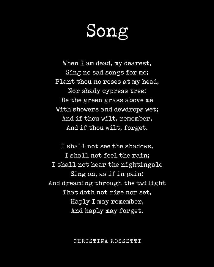 Song - Christina Rossetti Poem - Literature - Typewriter Print - Black ...