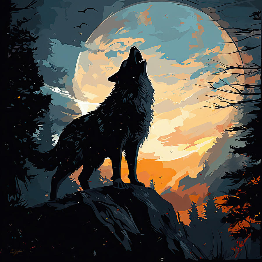 Wolf Illustration Digital Art - Song of the Wolf  by Lourry Legarde