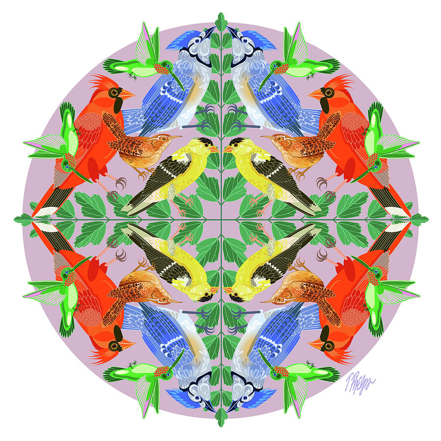 Songbird Collection #2 Nature Mandala Digital Art by Tim Phelps