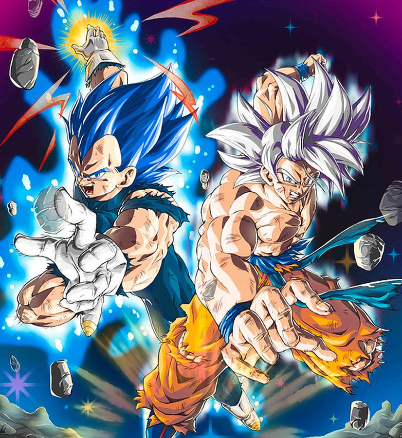 Songoku Ultra Instinct and Vegeta Blue Digital Art by Destinee Braun ...