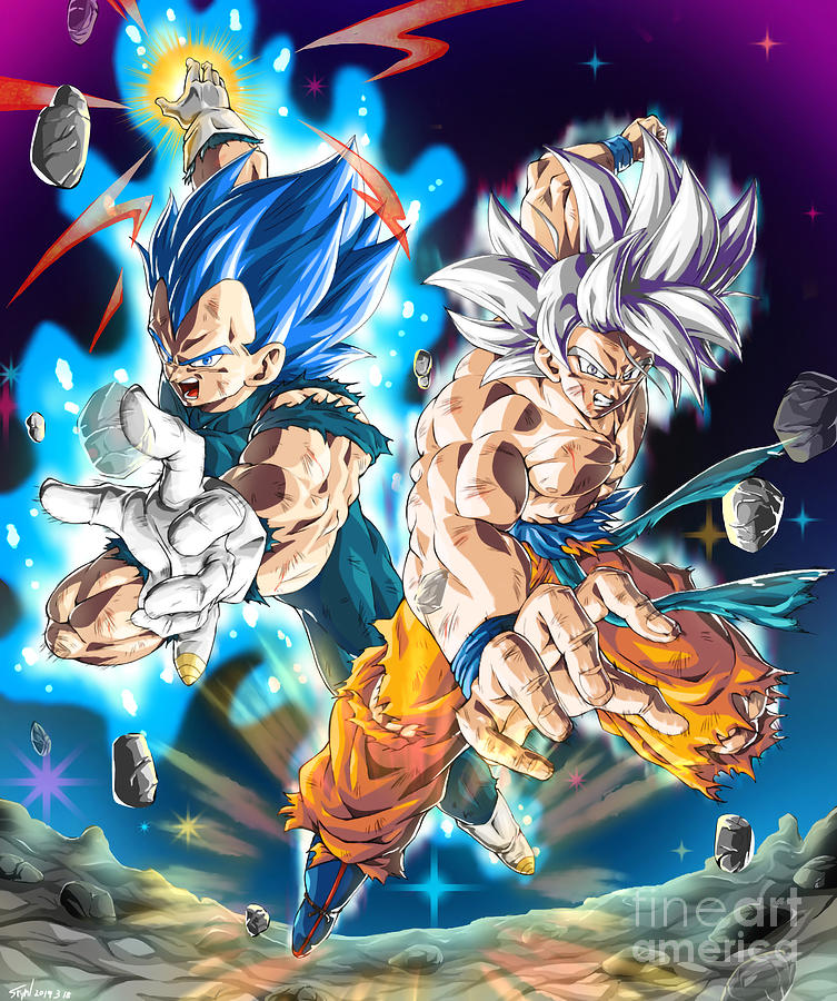 Songoku Ultra Instinct and Vegeta Blue Digital Art by Thuan Ngo Ba