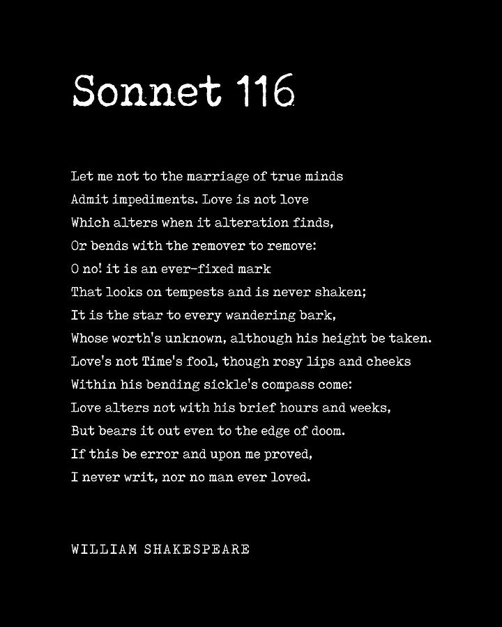 Sonnet 116 - William Shakespeare Poem - Literature - Typewriter Print 2 - Black #1 Digital Art by Studio Grafiikka