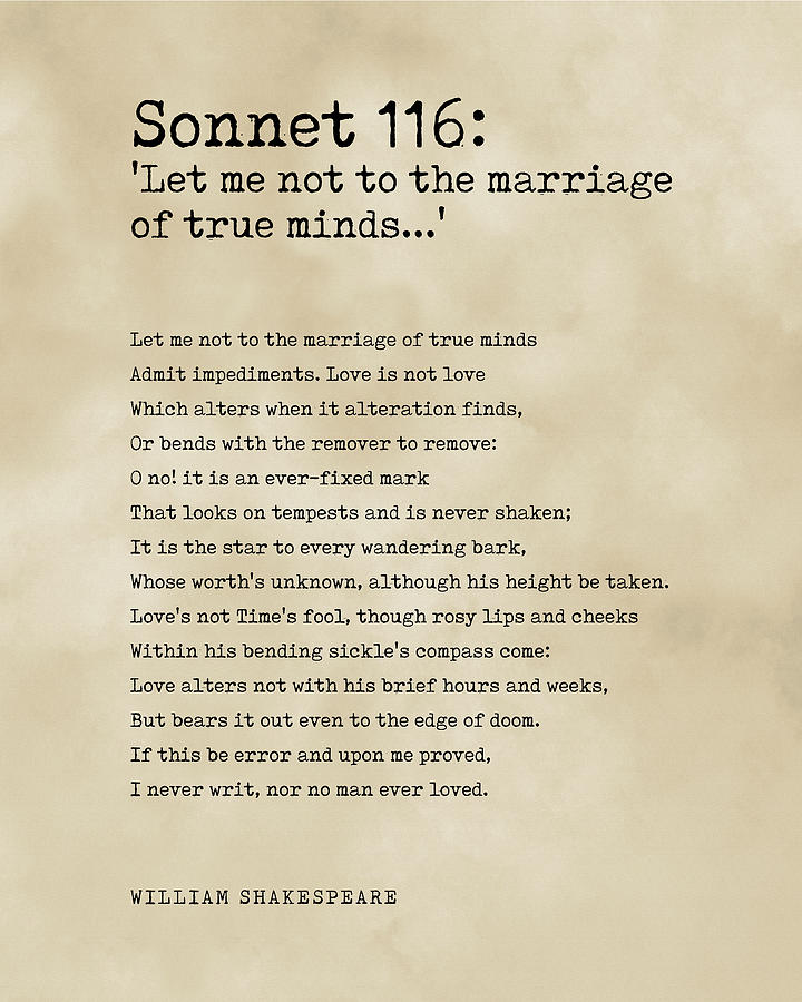 Sonnet 116 - William Shakespeare Poem - Literature - Typewriter Print 1 - Vintage Digital Art by Studio Grafiikka